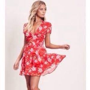 Lovers + Friends Red Floral Cassidy Dress Large